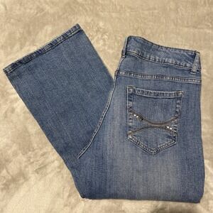Lee Jeans Women Sz 14 Blue Bootcut Mid Rise Stretch Western Cowgirl Rodeo Boho‎